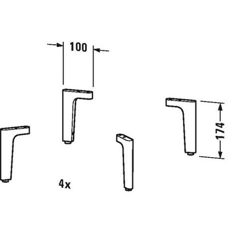 Duravit Plinth Leg Chrome 4 Pieces UV991900000